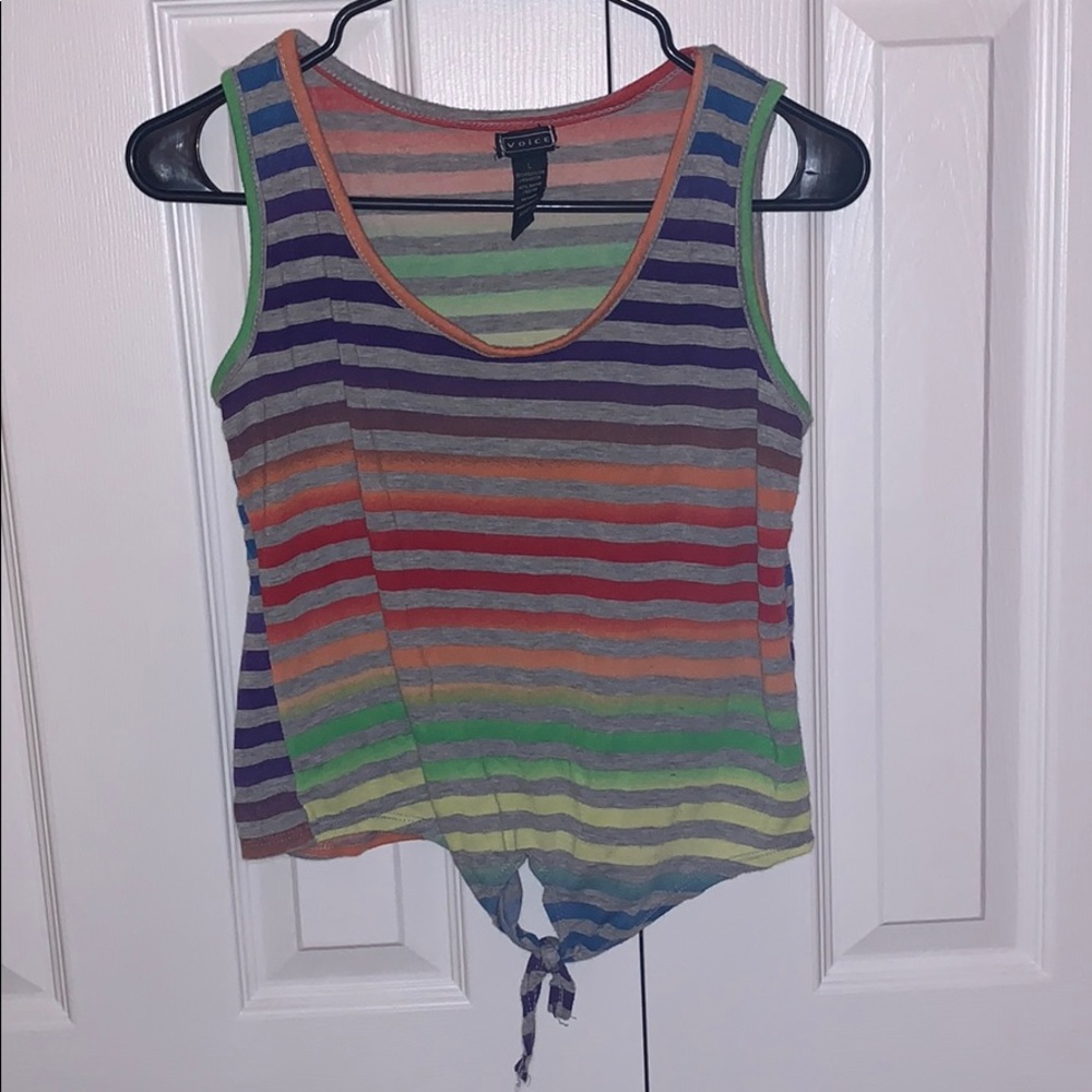 Kids Large rainbow and grey tank top.